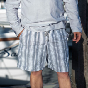 Striped Grey Drawstring Shorts