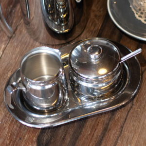 Stainless Steel Milk-Sugar-Tray Set